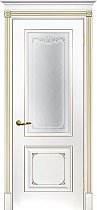 Дверь Текона Смальта модель Деко-14 цвет RAL 9003 патина золото стекло