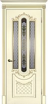 Дверь Текона Смальта модель Деко-13 цвет RAL 1013 патина золото стекло