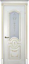 Дверь Текона Смальта модель Деко-11 цвет RAL 1013 патина золото стекло