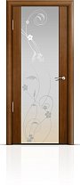 Дверь Мильяна модель Омега-2 цвет Анегри триплекс белый рисунок Фиалка