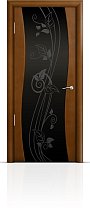 Дверь Мильяна модель Омега цвет Анегри триплекс черный рисунок Нежность