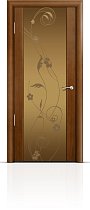 Дверь Мильяна модель Омега-2 цвет Анегри триплекс бронзовый рисунок Фиалка