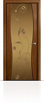 Дверь Мильяна модель Омега-1 цвет Анегри триплекс бронзовый рисунок Фиалка
