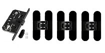 КД Комплект фурнитуры: скрытые петли 3 шт, замок под цилиндр магнитный AGB цвет Чёрный