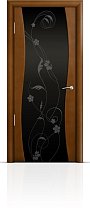 Дверь Мильяна модель Омега цвет Анегри триплекс черный рисунок Фиалка