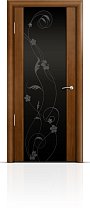 Дверь Мильяна модель Омега-2 цвет Анегри триплекс черный рисунок Фиалка