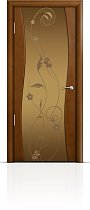 Дверь Мильяна модель Омега цвет Анегри триплекс бронзовый рисунок Фиалка