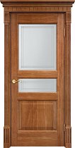 Дверь Массив Дуба модель Д5 цвет Орех 10% стекло 5-3/5-3