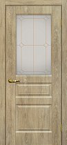 Дверь МариаМ Версаль-2 Дуб песочный стекло контур золото