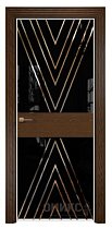 Дверь Оникс модель Соло-2 цвет Тангентальный орех лакобель Ral 9005 по зеркалу рисунок ромбы