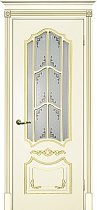 Дверь Текона Смальта модель Деко-10 цвет RAL 1013 патина золото стекло