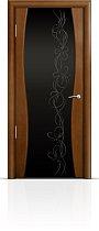 Дверь Мильяна модель Омега-1 цвет Анегри триплекс черный рисунок Фантазия