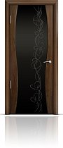 Дверь Мильяна модель Омега-1 цвет Американский орех триплекс черный рисунок Фантазия