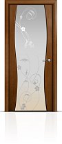 Дверь Мильяна модель Омега-1 цвет Анегри триплекс белый рисунок Фиалка