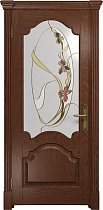 Дверь DioDoor Валенсия-1 красное дерево стекло витраж Овал