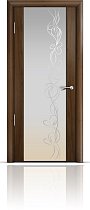 Дверь Мильяна модель Омега-2 цвет Американский орех триплекс белый рисунок Фантазия