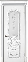 Дверь Текона Смальта модель Деко-11 цвет RAL 9003 патина серебро стекло