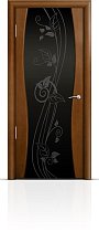 Дверь Мильяна модель Омега-1 цвет Анегри триплекс черный рисунок Нежность