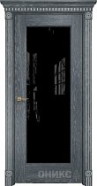Дверь Оникс модель Техно цвет Дуб седой триплекс черный