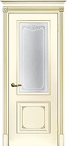 Дверь Текона Смальта модель Деко-14 цвет RAL 1013 патина золото стекло