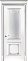 Дверь Текона Смальта модель Деко-14 цвет RAL 9003 патина серебро стекло