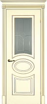Дверь Текона Смальта модель Деко-03 цвет RAL 1013 патина золото стекло