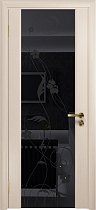 Дверь DioDoor Винтаж-3 беленый дуб черный триплекс Вьюнок глянцевый