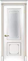 Дверь Текона Смальта модель Деко-14 цвет RAL 9003 патина шампань стекло