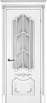 Дверь Текона Смальта модель Деко-10 цвет RAL 9003 патина серебро стекло